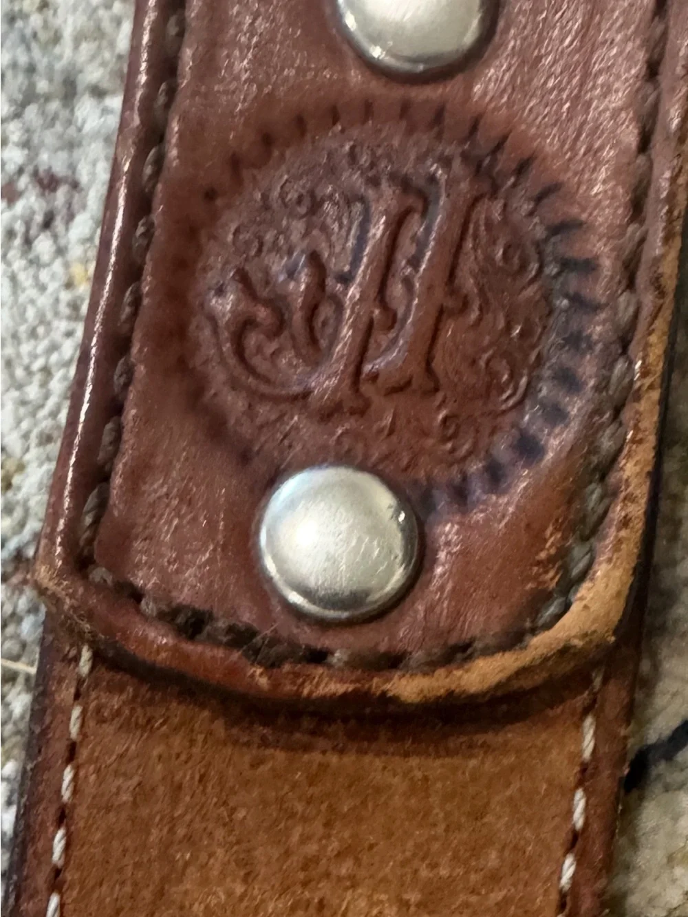 Double J Saddlery Brown Western Concho Leather Belt Length 37 or size Medium